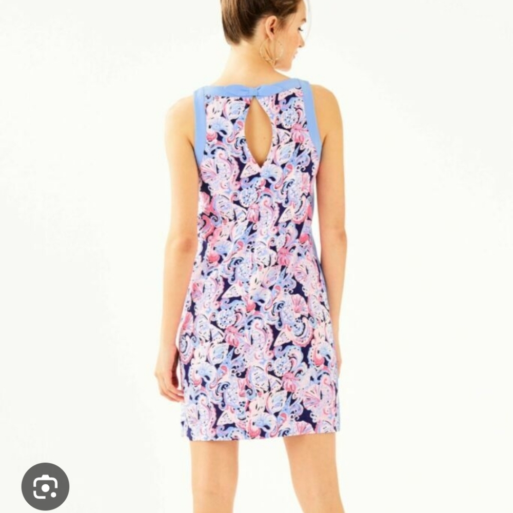 Lilly Pulitzer Women's Blue and Pink Shift Dress - Picture 2 of 6